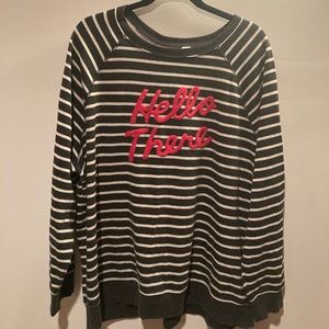 COPY - Old Navy Women’s XXL Hello There black white pink striped sweatshirt